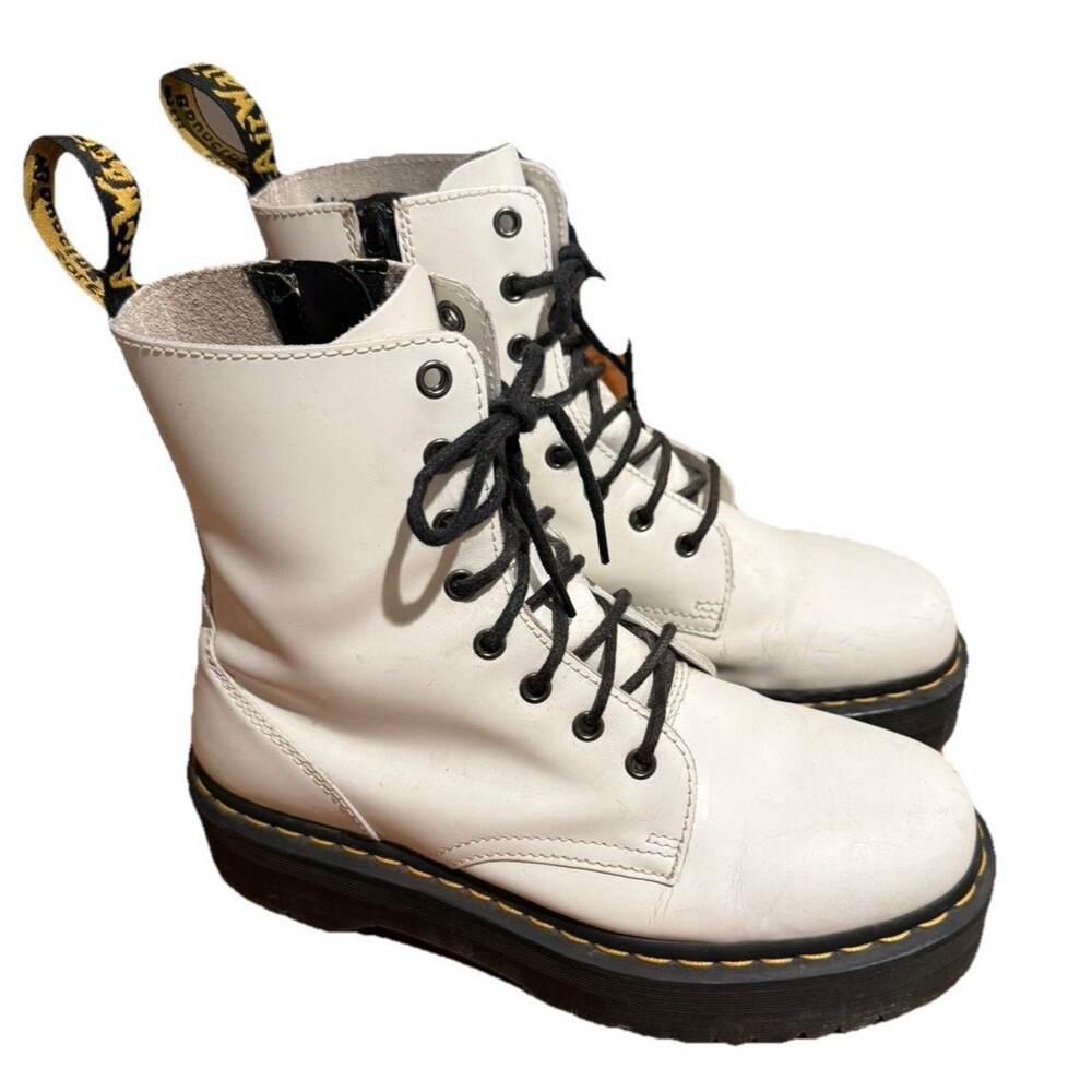 Dr. Martens Jadon Platform Classic 8-Eye Boot White Size 10/EU 42